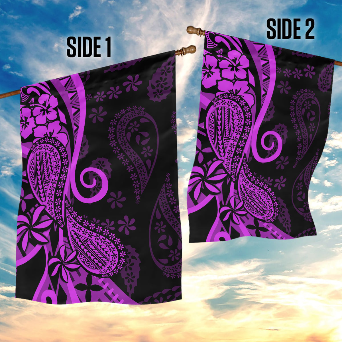 Polynesia Paisley Garden Flag Polynesian With Tropical Flowers - Purple LT14 - Polynesian Pride