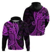 Polynesia Paisley Hoodie Polynesian With Tropical Flowers - Purple LT14 - Polynesian Pride