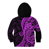 Polynesia Paisley Kid Hoodie Polynesian With Tropical Flowers - Purple LT14 - Polynesian Pride