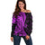 Polynesia Paisley Off Shoulder Sweater Polynesian With Tropical Flowers - Purple LT14 Women Purple - Polynesian Pride