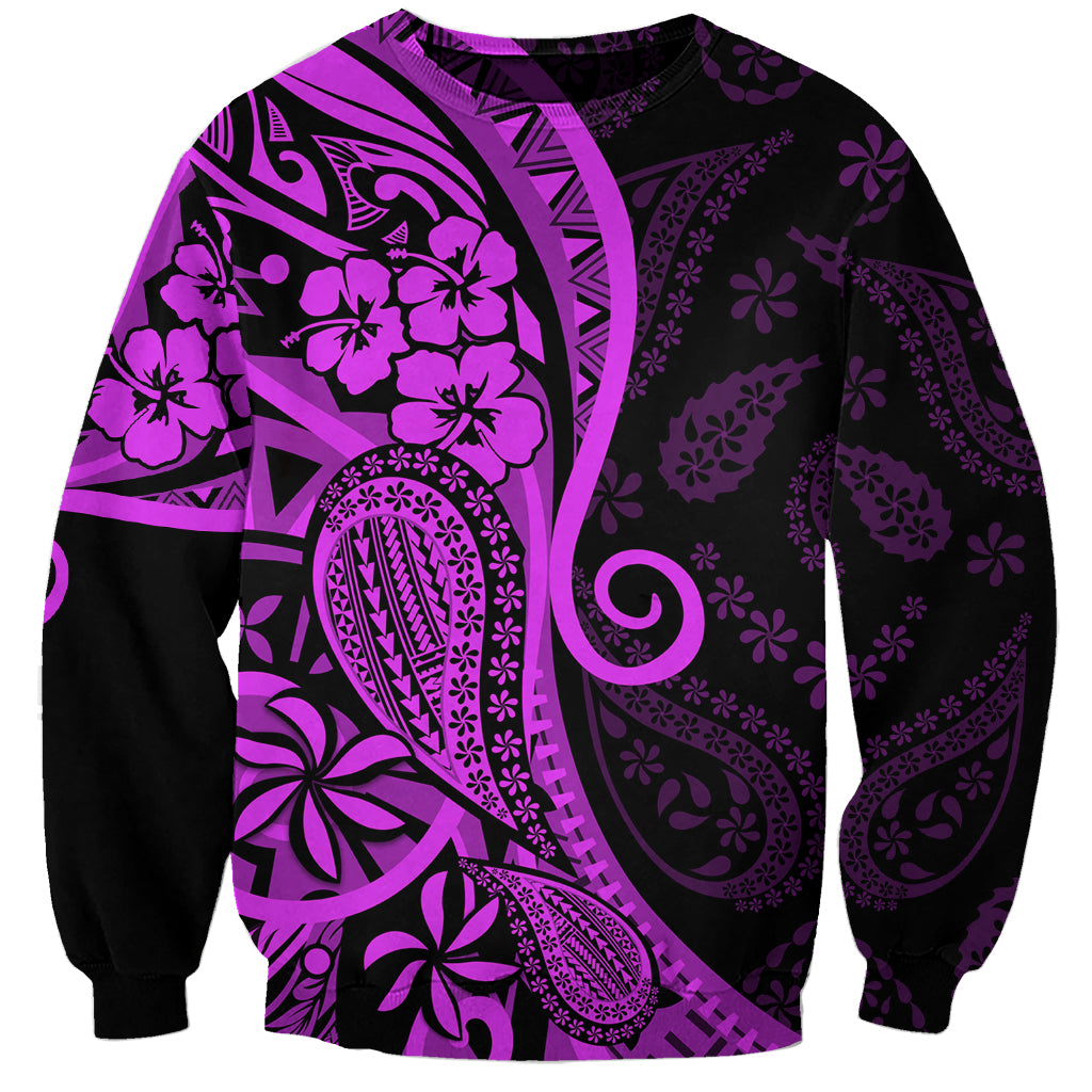 Polynesia Paisley Sweatshirt Polynesian With Tropical Flowers - Purple LT14 Unisex Purple - Polynesian Pride