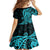 Polynesia Paisley Kid Short Sleeve Dress Polynesian With Tropical Flowers - Turquoise LT14 - Polynesian Pride