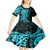 Polynesia Paisley Kid Short Sleeve Dress Polynesian With Tropical Flowers - Turquoise LT14 - Polynesian Pride