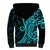 Polynesia Paisley Sherpa Hoodie Polynesian With Tropical Flowers - Turquoise LT14 - Polynesian Pride