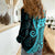 Polynesia Paisley Women Casual Shirt Polynesian With Tropical Flowers - Turquoise LT14 - Polynesian Pride