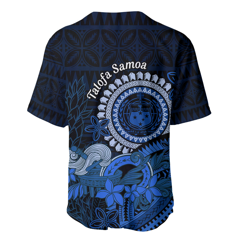 Talofa Samoa Baseball Jersey Samoan Kava Bowl Siapo Pattern - Blue LT14 - Polynesian Pride