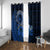 Talofa Samoa Window Curtain Samoan Kava Bowl Siapo Pattern - Blue LT14 With Grommets Blue - Polynesian Pride