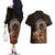 Talofa Samoa Couples Matching Off The Shoulder Long Sleeve Dress and Hawaiian Shirt Samoan Kava Bowl Siapo Pattern - Brown LT14 - Polynesian Pride