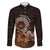 Talofa Samoa Family Matching Off Shoulder Long Sleeve Dress and Hawaiian Shirt Samoan Kava Bowl Siapo Pattern - Brown LT14 Dad's Shirt - Long Sleeve Brown - Polynesian Pride