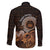 Talofa Samoa Family Matching Off Shoulder Long Sleeve Dress and Hawaiian Shirt Samoan Kava Bowl Siapo Pattern - Brown LT14 - Polynesian Pride