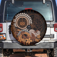 Talofa Samoa Spare Tire Cover Samoan Kava Bowl Siapo Pattern - Brown LT14 - Polynesian Pride