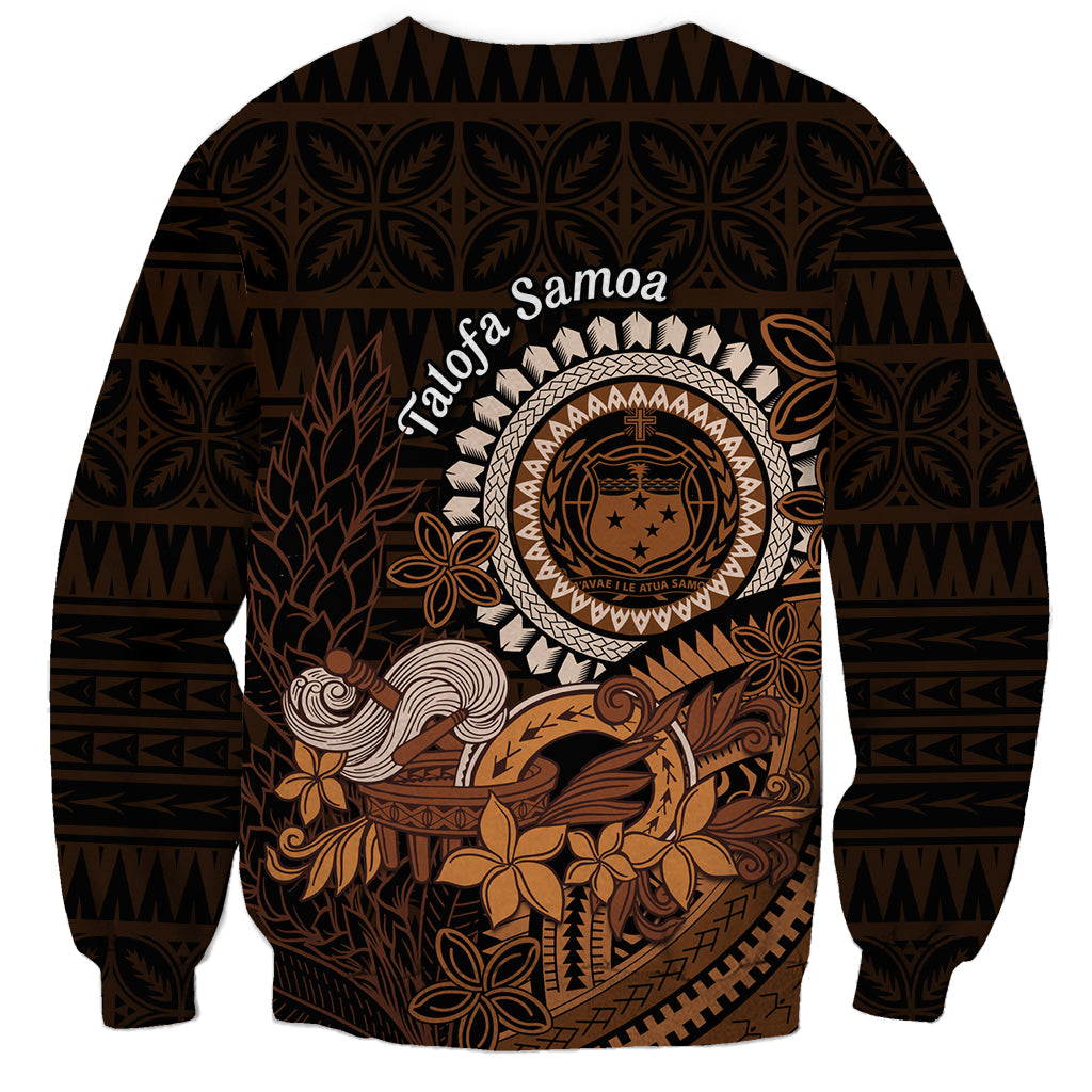 Talofa Samoa Sweatshirt Samoan Kava Bowl Siapo Pattern - Brown LT14 - Polynesian Pride