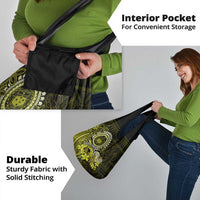 Lime Green Talofa Samoa Grocery Bag Samoan Kava Bowl Siapo Pattern