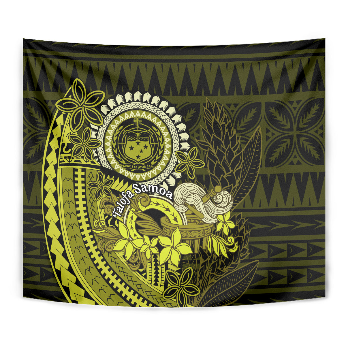 Lime Green Talofa Samoa Tapestry Samoan Kava Bowl Siapo Pattern LT14 - Polynesian Pride