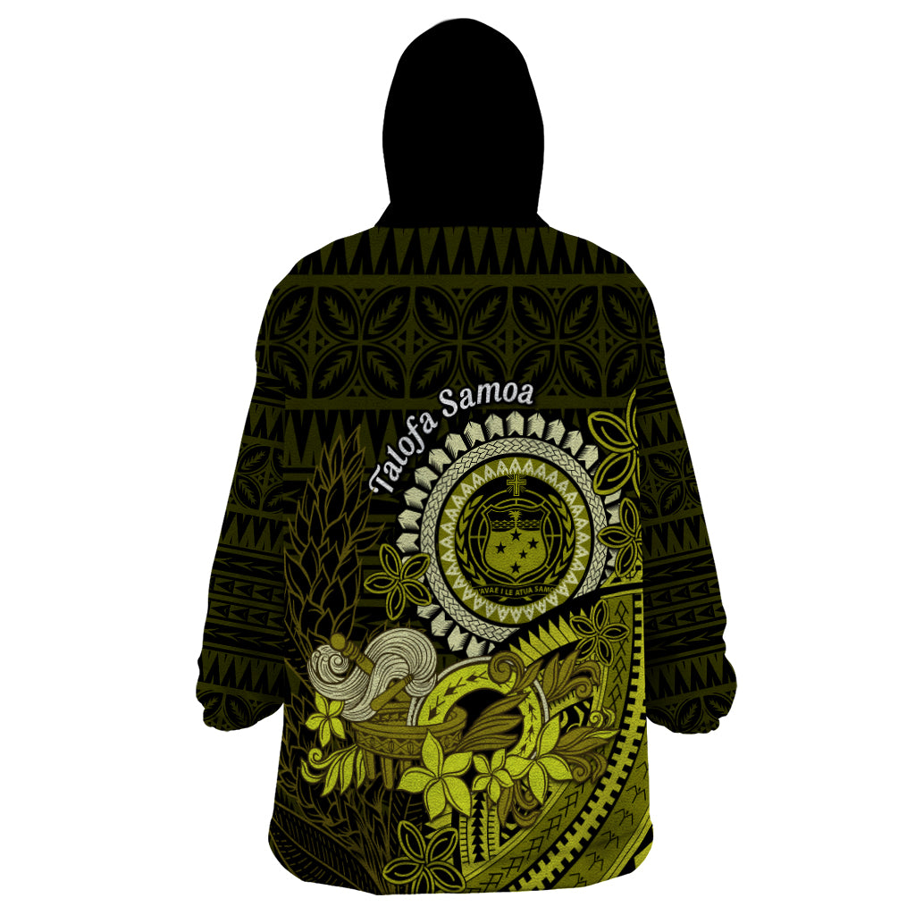 Lime Green Talofa Samoa Wearable Blanket Hoodie Samoan Kava Bowl Siapo Pattern LT14 - Polynesian Pride