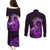 Purple Talofa Samoa Couples Matching Puletasi Dress and Long Sleeve Button Shirt Samoan Kava Bowl Siapo Pattern LT14 - Polynesian Pride