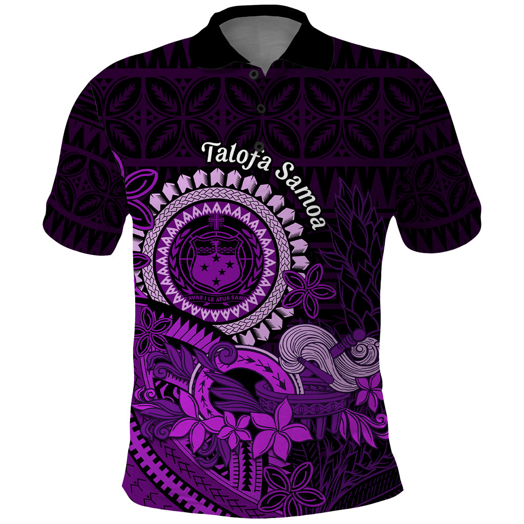 Purple Talofa Samoa Polo Shirt Samoan Kava Bowl Siapo Pattern LT14 Purple - Polynesian Pride