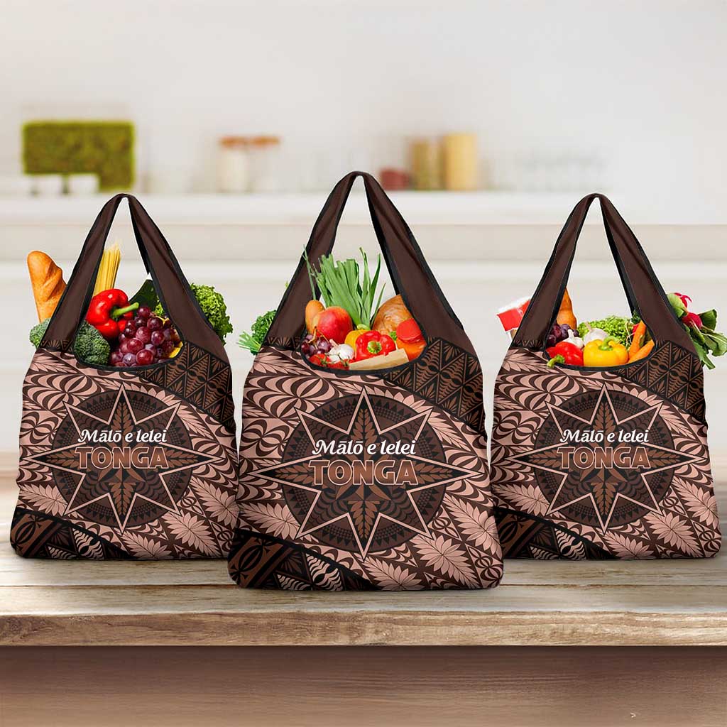 Malo e lelei Tonga Grocery Bag Tongan Ngatu Pattern Vintage Vibes