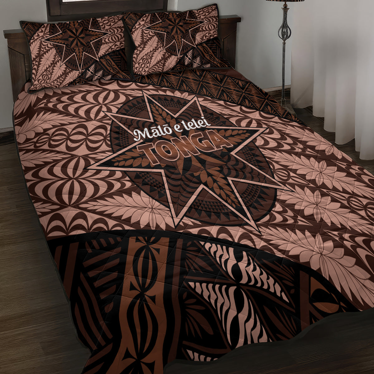 Malo e lelei Tonga Quilt Bed Set Tongan Ngatu Pattern Vintage Vibes LT14 - Polynesian Pride
