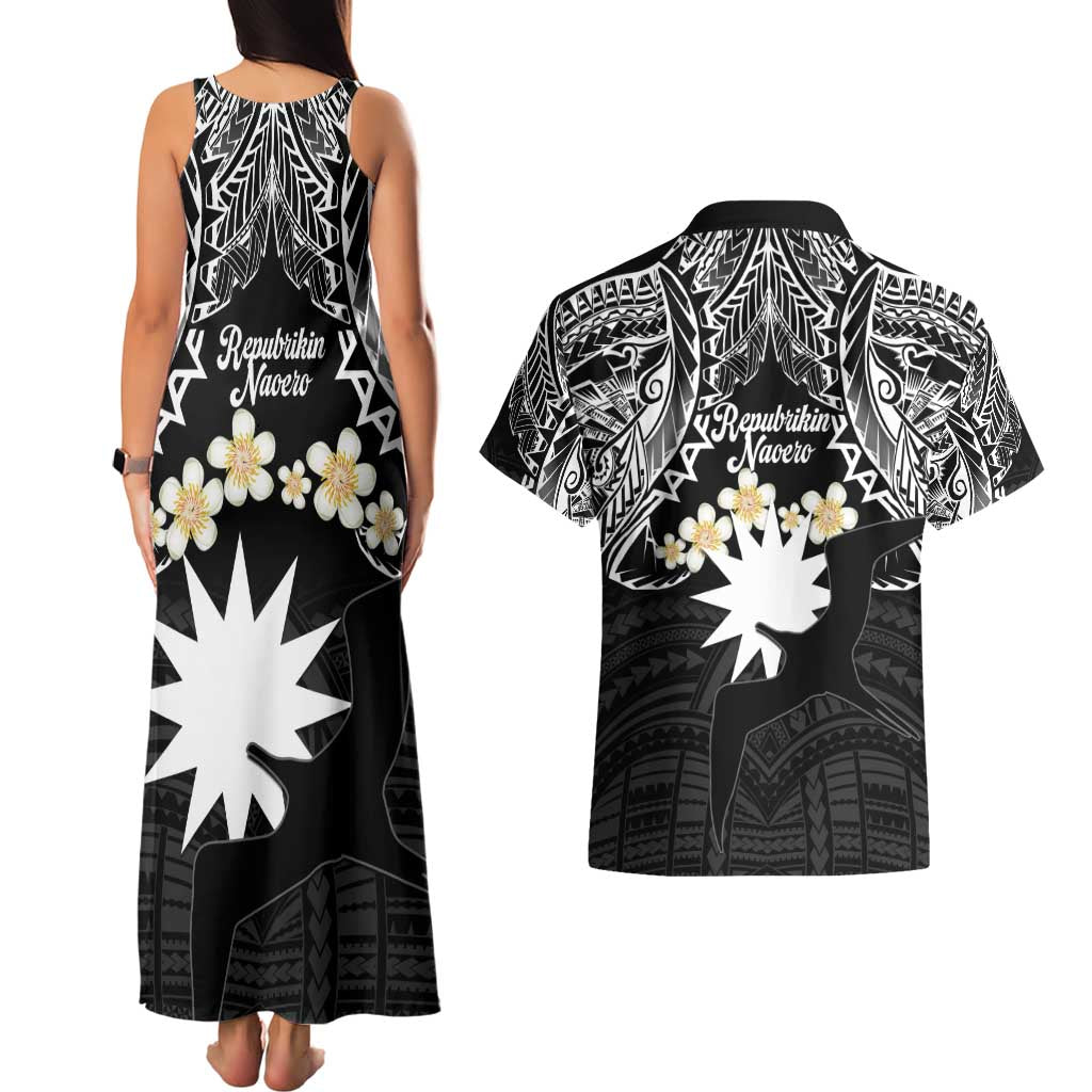 Ekamowir Omo Nauru Couples Matching Tank Maxi Dress and Hawaiian Shirt Naoero Twelve-pointed Star Polynesian Tattoo