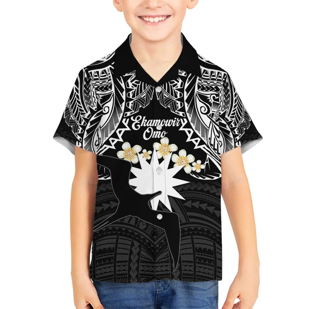 Ekamowir Omo Nauru Family Matching Off Shoulder Maxi Dress and Hawaiian Shirt Naoero Twelve-pointed Star Polynesian Tattoo