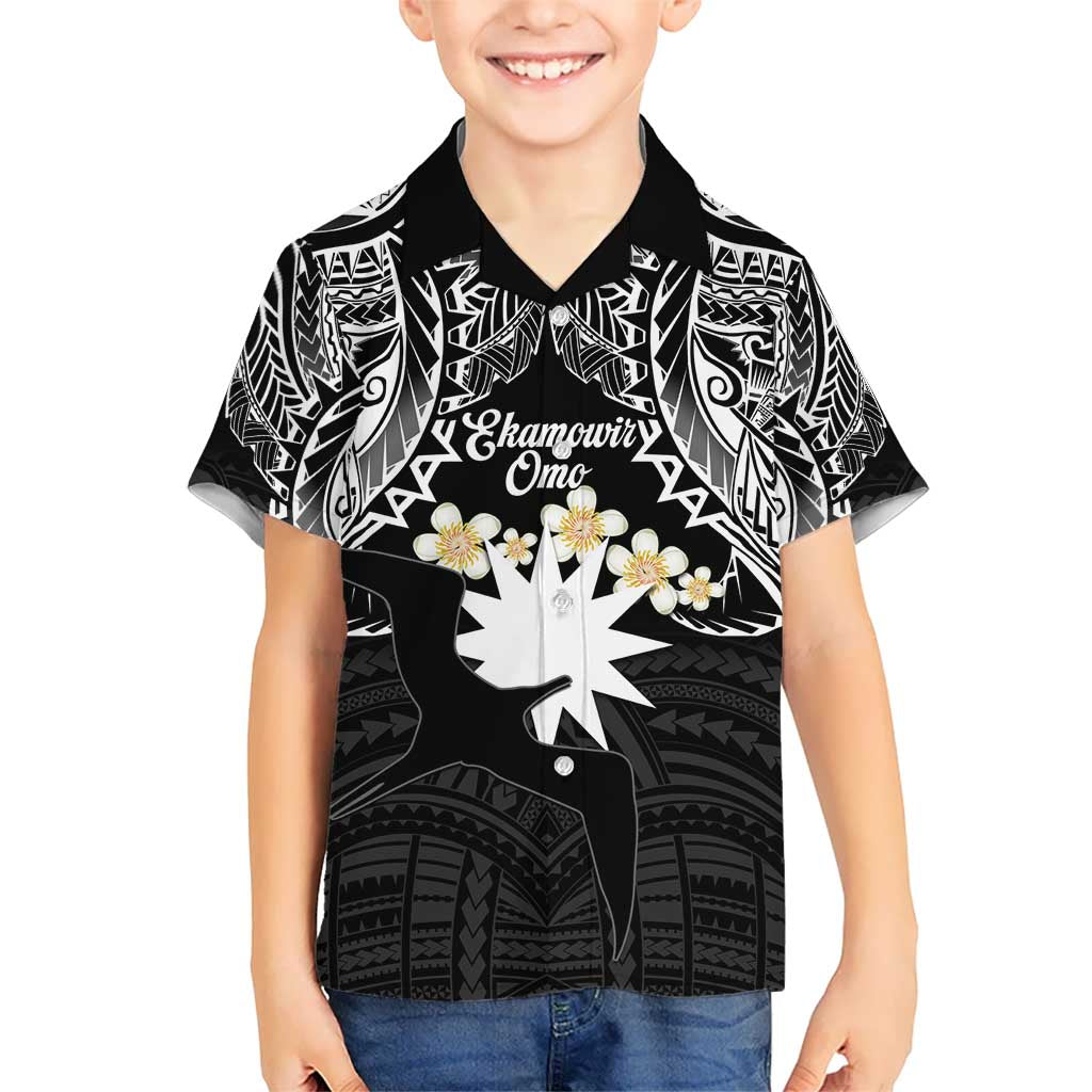 Ekamowir Omo Nauru Kid Hawaiian Shirt Naoero Twelve-pointed Star Polynesian Tattoo LT14 Kid Black - Polynesian Pride