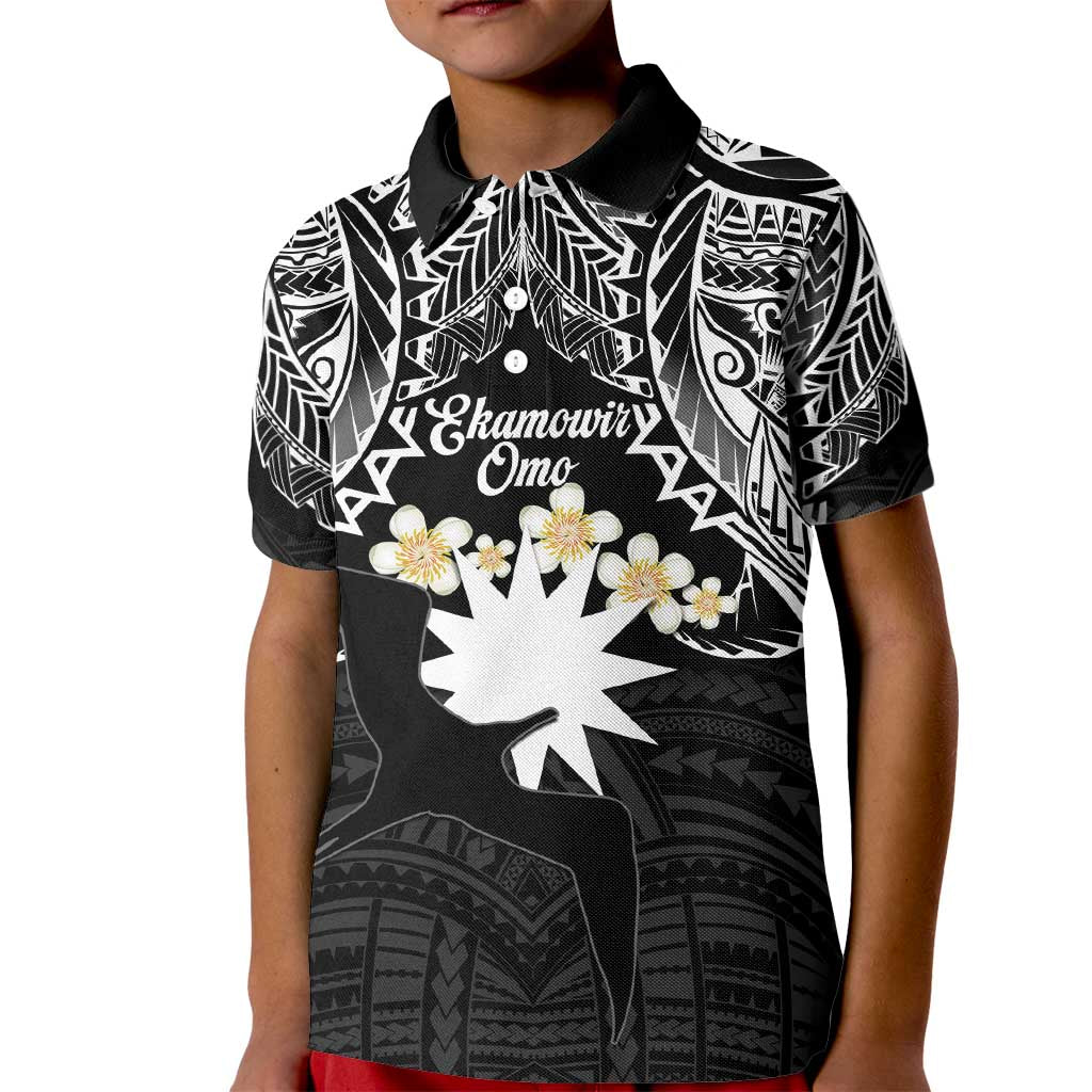 Ekamowir Omo Nauru Kid Polo Shirt Naoero Twelve-pointed Star Polynesian Tattoo LT14 Kid Black - Polynesian Pride