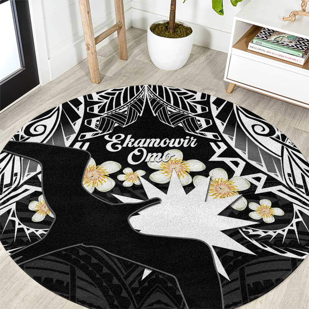 Ekamowir Omo Nauru Round Carpet Naoero Twelve-pointed Star Polynesian Tattoo LT14 Black - Polynesian Pride