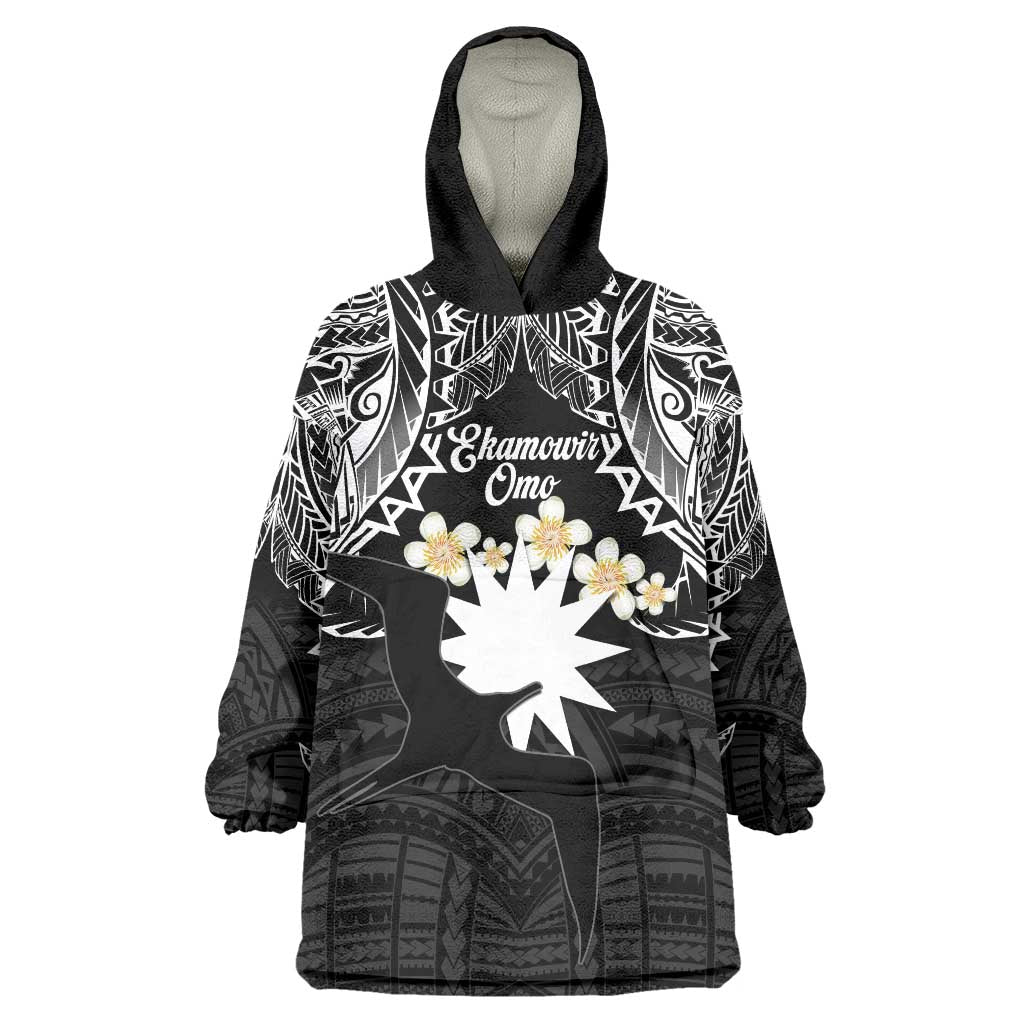 Ekamowir Omo Nauru Wearable Blanket Hoodie Naoero Twelve-pointed Star Polynesian Tattoo LT14 One Size Black - Polynesian Pride