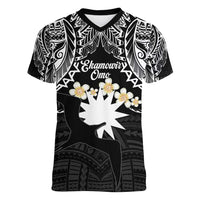 Ekamowir Omo Nauru Women V-Neck T-Shirt Naoero Twelve-pointed Star Polynesian Tattoo
