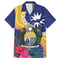 Nauru Independence Day Hawaiian Shirt Coat Of Arms With Tropical Flowers