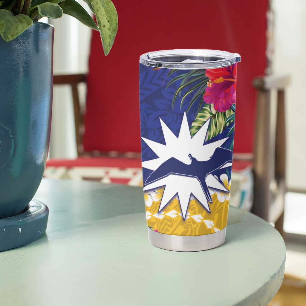 Nauru Independence Day Tumbler Cup Coat Of Arms With Tropical Flowers