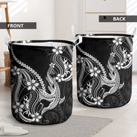 Black Aloha Hawaii Laundry Basket Polynesian Shark Tattoo With Plumeria - Polynesian Pride