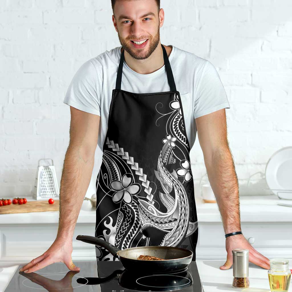 Black Aloha Hawaii Apron Polynesian Shark Tattoo With Plumeria - Polynesian Pride
