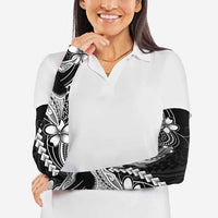 Black Aloha Hawaii Arm Sleeves Polynesian Shark Tattoo With Plumeria - Polynesian Pride