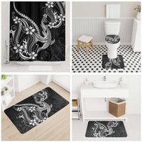 Black Aloha Hawaii Bathroom Set Polynesian Shark Tattoo With Plumeria - Polynesian Pride