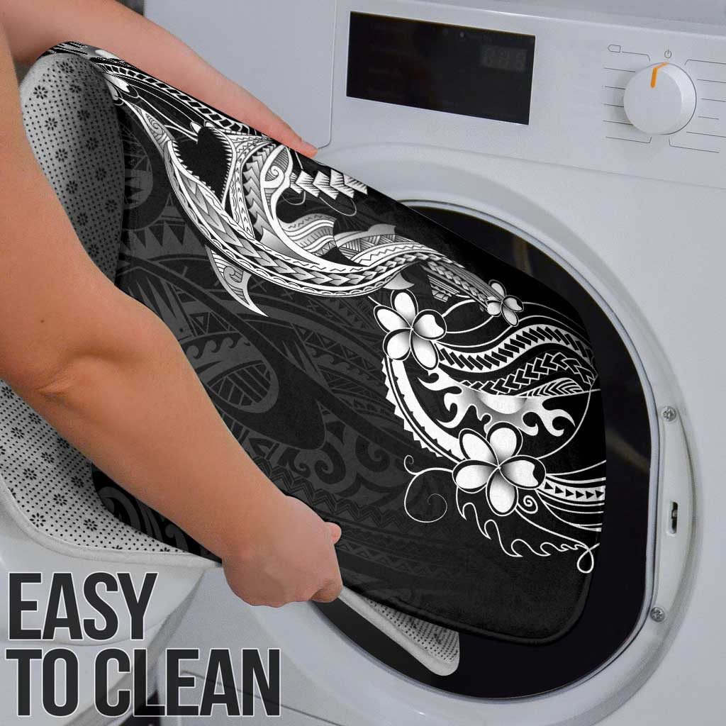 Black Aloha Hawaii Bathroom Set Polynesian Shark Tattoo With Plumeria - Polynesian Pride