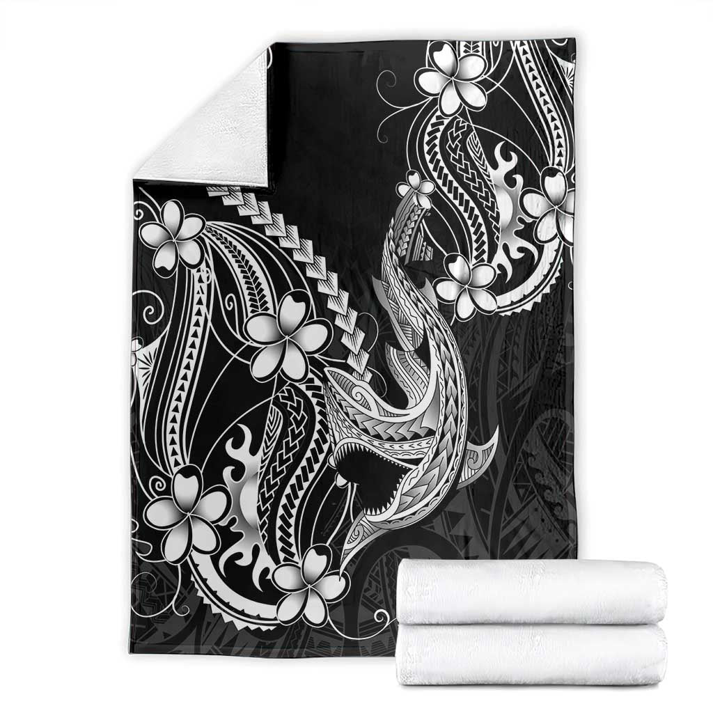 Black Aloha Hawaii Blanket Polynesian Shark Tattoo With Plumeria - Polynesian Pride