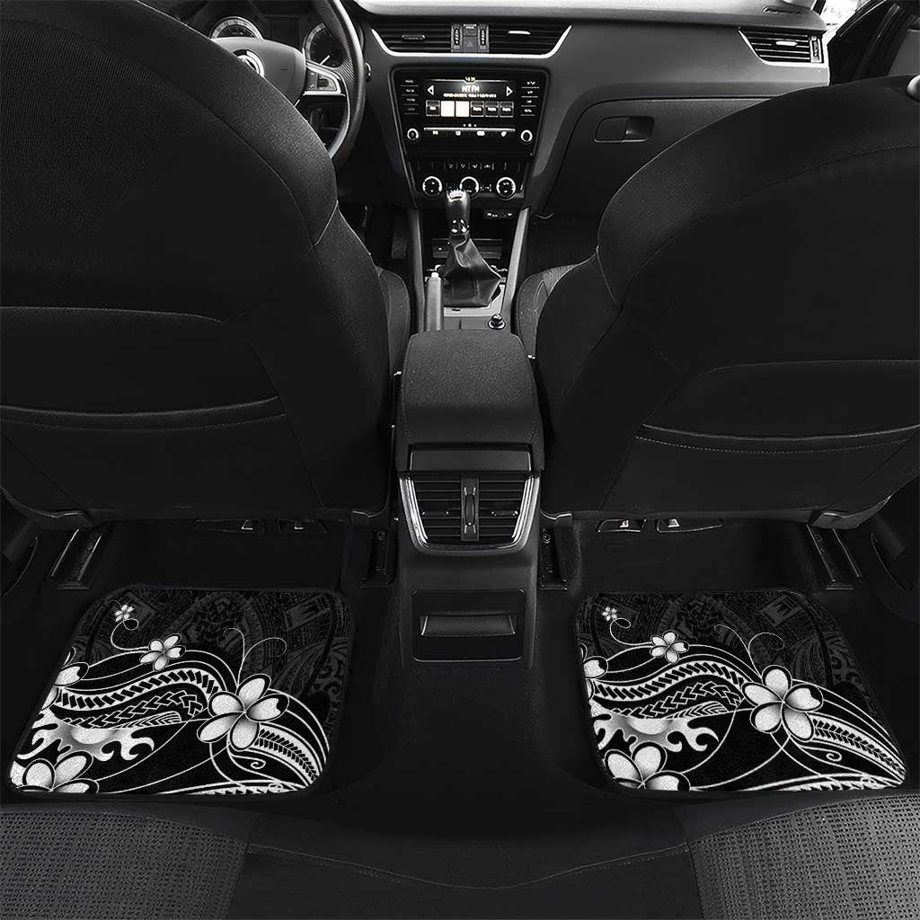 Black Aloha Hawaii Car Mats Polynesian Shark Tattoo With Plumeria - Polynesian Pride