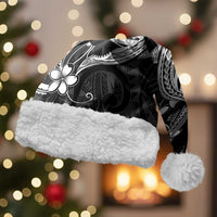 Black Aloha Hawaii Christmas Santa Hat Polynesian Shark Tattoo With Plumeria - Polynesian Pride