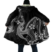 Black Aloha Hawaii Cloak Polynesian Shark Tattoo With Plumeria - Polynesian Pride