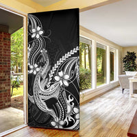 Black Aloha Hawaii Door Cover Polynesian Shark Tattoo With Plumeria - Polynesian Pride