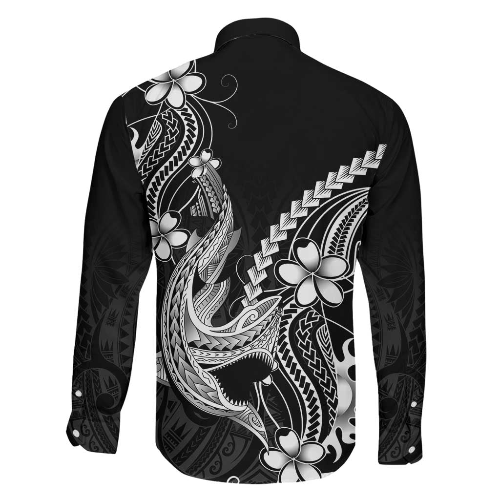 Black Aloha Hawaii Family Matching Puletasi and Hawaiian Shirt Polynesian Shark Tattoo With Plumeria LT14 - Polynesian Pride