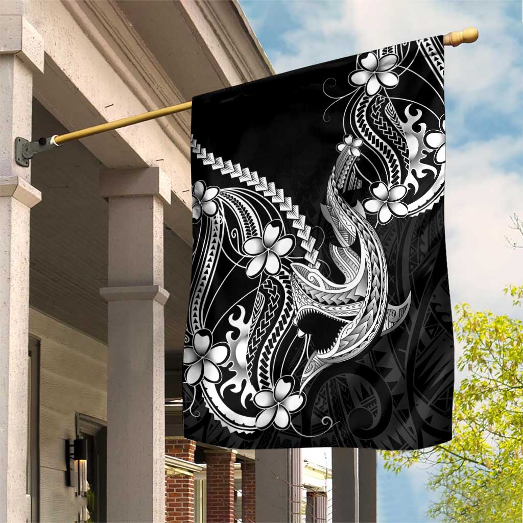 Black Aloha Hawaii Garden Flag Polynesian Shark Tattoo With Plumeria LT14 House Flag Black - Polynesian Pride