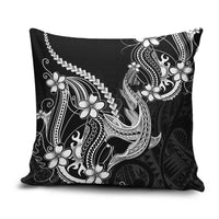 Black Aloha Hawaii Pillow Cover Polynesian Shark Tattoo With Plumeria - Polynesian Pride