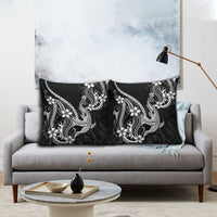 Black Aloha Hawaii Pillow Cover Polynesian Shark Tattoo With Plumeria - Polynesian Pride