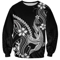 Black Aloha Hawaii Sweatshirt Polynesian Shark Tattoo With Plumeria - Polynesian Pride