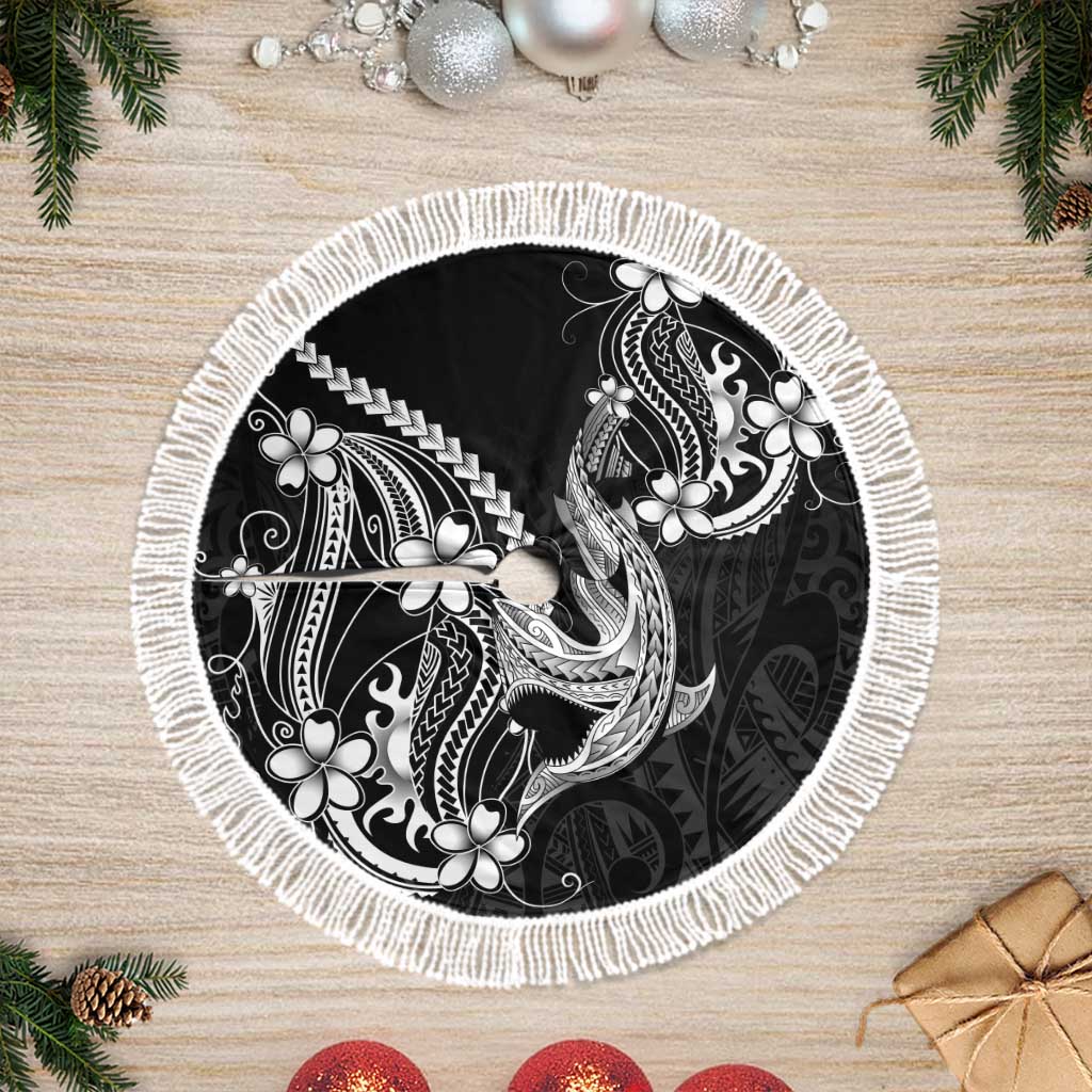 Black Aloha Hawaii Tree Skirt Polynesian Shark Tattoo With Plumeria - Polynesian Pride