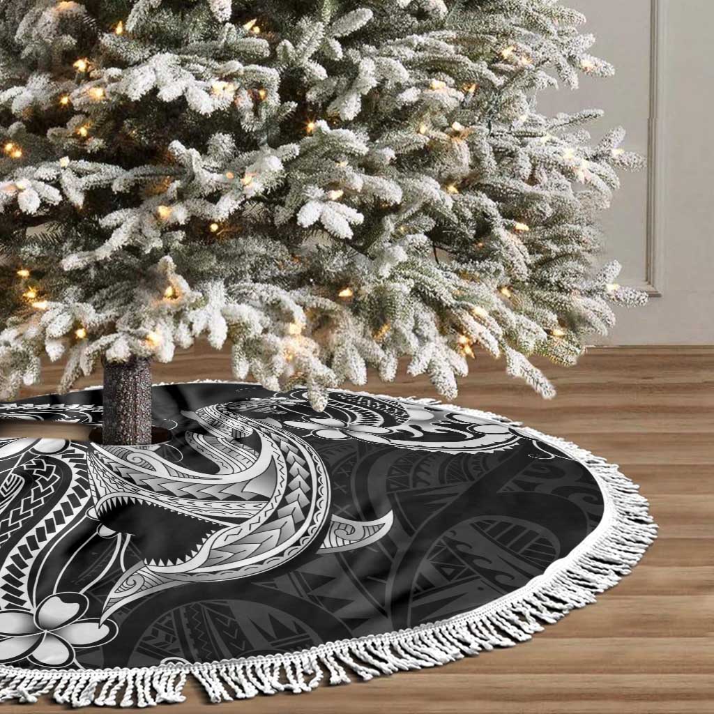 Black Aloha Hawaii Tree Skirt Polynesian Shark Tattoo With Plumeria - Polynesian Pride