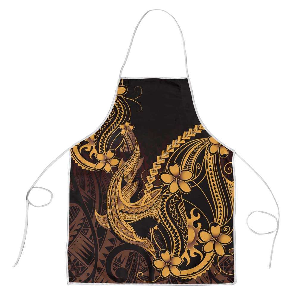 Gold Black Aloha Hawaii Apron Polynesian Shark Tattoo With Plumeria - Polynesian Pride